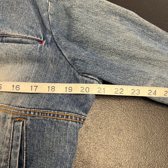 VTG Marithe Francois Girbaud women’s Denim Jean Bomber Jacket XL Trucker Cropped - Picture 7 of 9